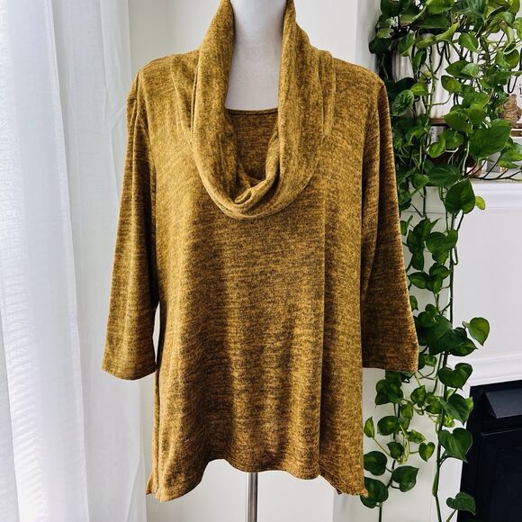 New Directions Mustard Yellow Cowl Neck Oversize Cozy Sweater - Size XL - Picture 1 of 8